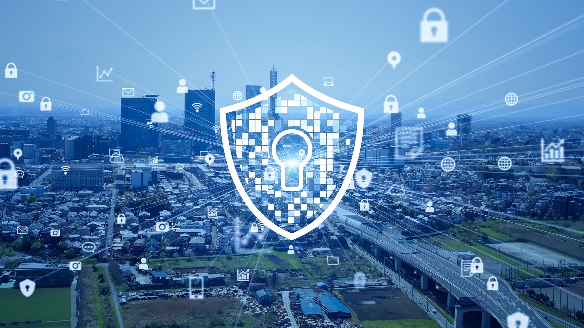 Network security concept. Encryption. Communication network.